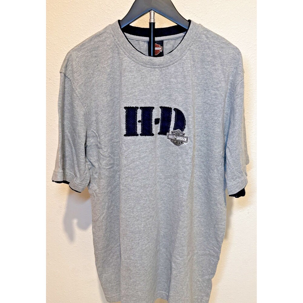 Harley Davidson Roadstar 92 Saint Cloud France H-D Gray Embroidered T Shirt